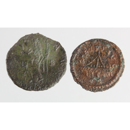 544 - Roman Imperial: Britannic Empire (2) AE ant and quinarius of the usurper Carausius and his assassin ... 