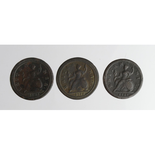 678 - GB Halfpennies (3) George I: 1718VG, 1719 Fair, and 1721 Fine.