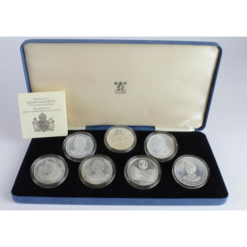 735 - GB Royal Mint: Her Majesty Queen Elizabeth the Queen Mother 1980 - 7x GB & Commonwealth silver proof... 