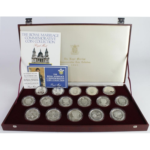 738 - GB Royal Mint: The Royal Marriage (Charles & Diana) Commemorative Coin Collection 1981 - 16x GB & Co... 