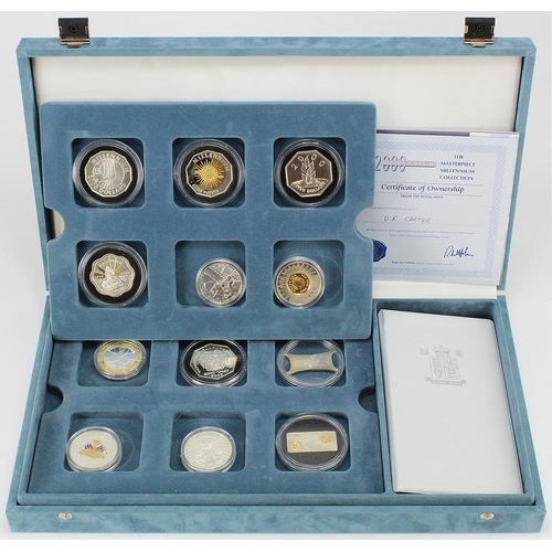 819 - World Silver Proofs (24) Royal Mint: The Masterpiece Millennium Collection 2000, aFDC (some toning) ... 