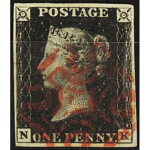 842 - GB - 1840 Penny Intense Black Plate 8 (N-K) four good margins, no faults, VFU, cat £650