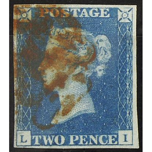 846 - GB - 1840 Two Penny Blue Plate 1 (L-I) four margins, no faults, fine used, cat £975