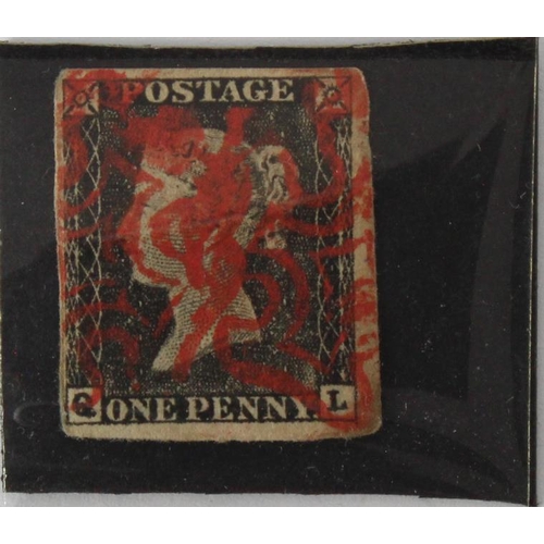 924 - GB 1840 1d Penny Black (Q-L) identified as likely Plate 1a, 4 margins, no tears thins or creases, vi... 