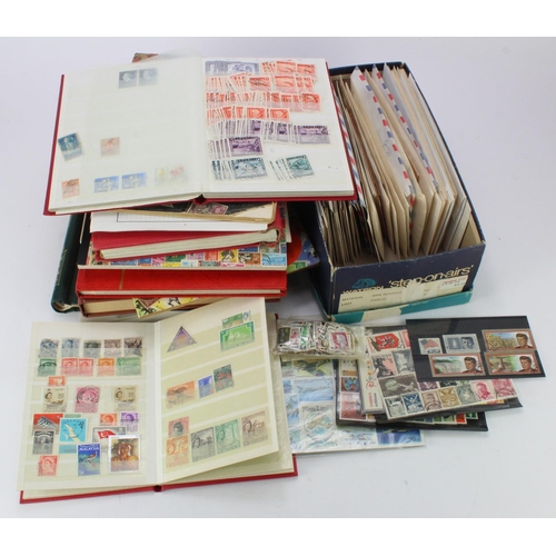 960 - Clear crate full of various material housed in old loose leaf albums, stockbooks, shoebox, etc. (Qty... 