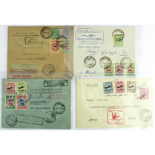 990 - Iran Air Mail interest - 1927 Airmail cover to Germany, 1928 First Flight cover Teheran - Buchir, 19... 