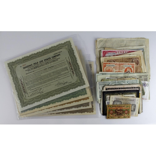 1057 - World (66), including USA Fractional issues, early Greece and Italy, Germany Silk and Leather notes,... 