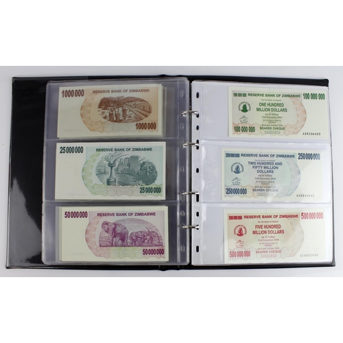 1082 - Zimbabwe (40), a collection in album, bearer cheques from 1 Cent to 500,000,000 Dollars dated 2005 -... 