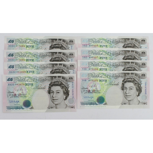 112 - Kentfield 5 Pounds (B362, B364) issued 1991 and 1993 (8), four consecutively numbered pairs, prefixe... 