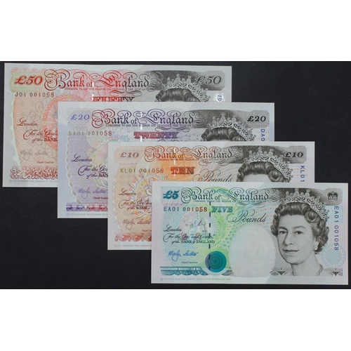 120 - Lowther (4), 50 Pounds, 20 Pounds, 10 Pounds & 5 Pounds issued 1999, all FIRST RUN notes with MATCHI... 