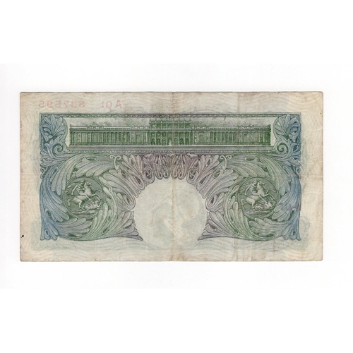 126 - Mahon 1 Pound (B212) issued 1928, very rare FIRST RUN, serial A01 837595 (B212, Pick363a) pressed Fi... 