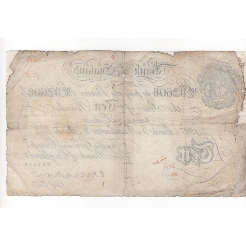 127 - Mahon 10 Pounds (B216f) dated 9th March 1927, scarce MANCHESTER branch note, serial 103/V 82608 (B21... 