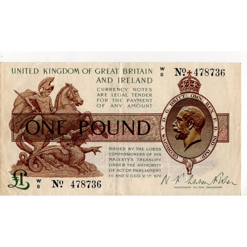 35 - Warren Fisher 1 Pound (T24) issued 1919, serial W/8 478736, original VF+