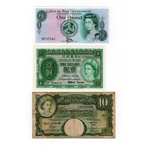 565 - British Commonwealth Queen Elizabeth II portrait (3), East African Currency Board 10 Shillings issue... 