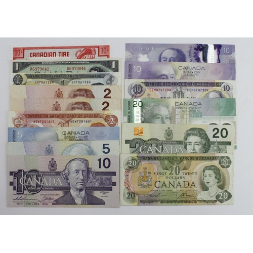 576 - Canada (15), 20 Dollars (3) dated 1979, 1991, 2004, 10 Dollars (4) dated 1954, 1971, 1989, 2001, 5 D... 