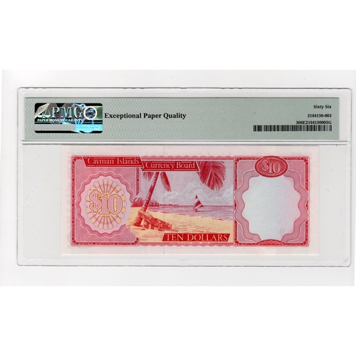 578 - Cayman Islands 10 Dollars dated 1971, serial A/1 104513 (TBB B103a, Pick3) in PMG holder graded 66 E... 