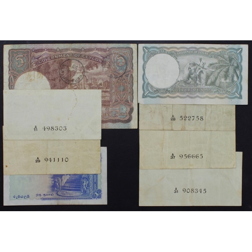 588 - Ceylon (8), a group of King George VI notes, 5 Rupees dated 7th May 1946, 1 Rupee dated 19th Septemb... 