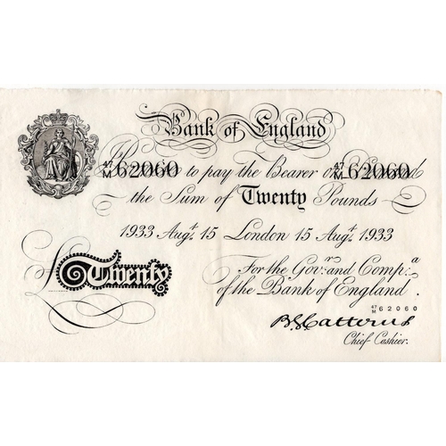 68 - Catterns BERNHARD note, 20 Pounds dated 15th August 1933, serial 47/M 62060 (B230 for type) Operatio... 