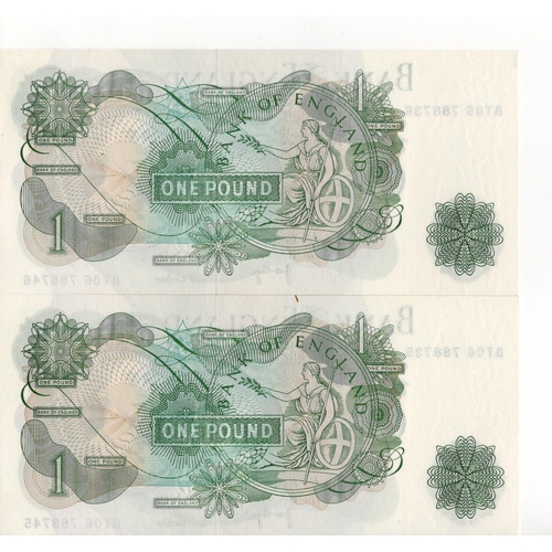 72 - ERROR Page 1 Pound (2) issued 1970, consecutively numbered pair of mismatched serial numbers, top se... 