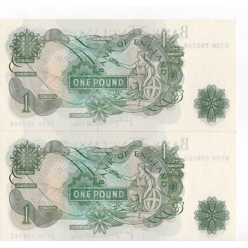 73 - ERROR Page 1 Pound (2) issued 1970, consecutively numbered pair of mismatched serial numbers, top se... 