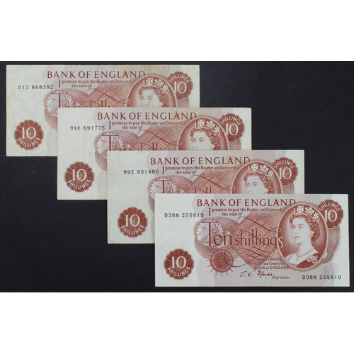 80 - Fforde 10 Shillings (B309, B310) issued 1967 (4), a pair of last runs, LAST RUN '99Z' prefix, serial... 