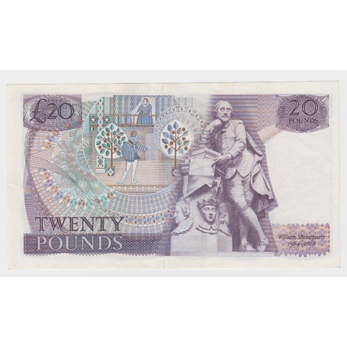 83 - Fforde 20 Pounds (B318) issued 1970, William Shakespeare on reverse, serial A04 415391 (B318, Pick38... 