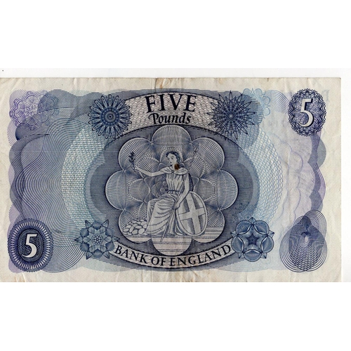 86 - Fforde 5 Pounds (B314) issued 1967, very rare FIRST RUN '01A' prefix, serial 01A 071410 (B314, Pick3... 