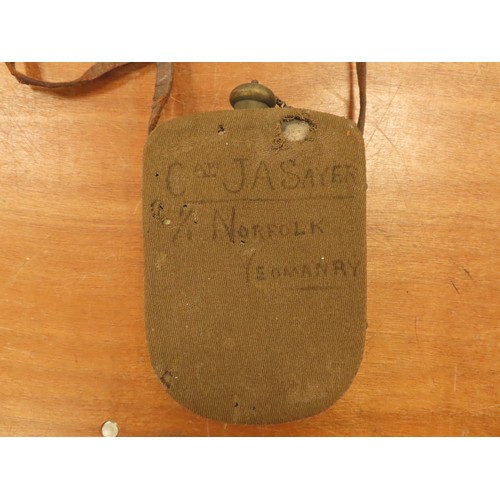 1958 - British Officers First World War Private Purchase Water bottle, originally owned by Captain J.A.Saye... 