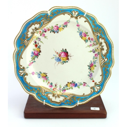 1021 - Royal Crown Derby Floral edge � with turquoise scroll and gilt leaf boarder � Flower garland boarder... 