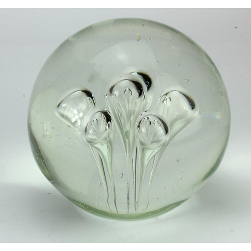 1061 - Large glass paperweight with internal decoration, unsigned, height 16cm, width 18cm approx.