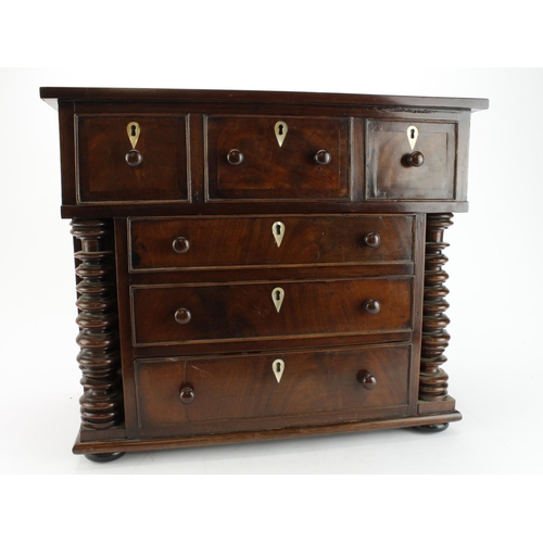 1062 - Victorian miniature mahogany Scottish style chest of three long drawers with a fourth top drawer des... 