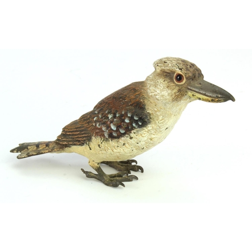 1072 - Cold painted bronze depicting a Kookaburra, height 70mm, length 120mm