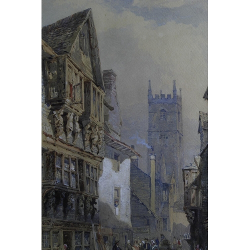 430 - Prout, John Skinner (British 1806-1876) Watercolour heightened with white depicting a street scene (... 