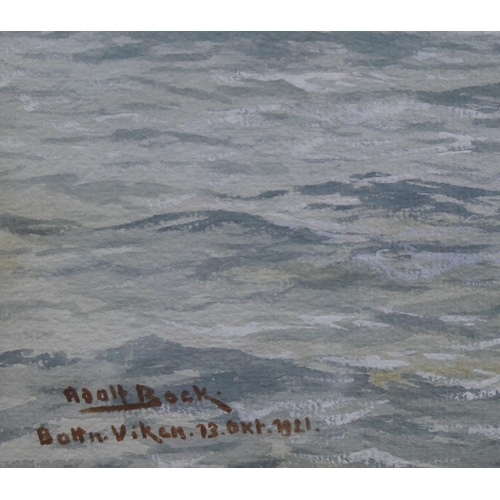 458 - Bock, Adolf (German 1890-1968) Watercolour/Gouache of a seascape. Signed, dated 13th Oct 1921 and ti... 