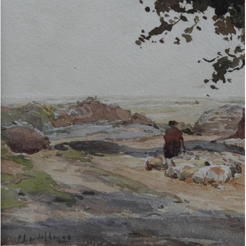 480 - Hayes, Claude (Irish 1852-1922). Watercolour depicting a rural scene of a figure walking along a pat... 