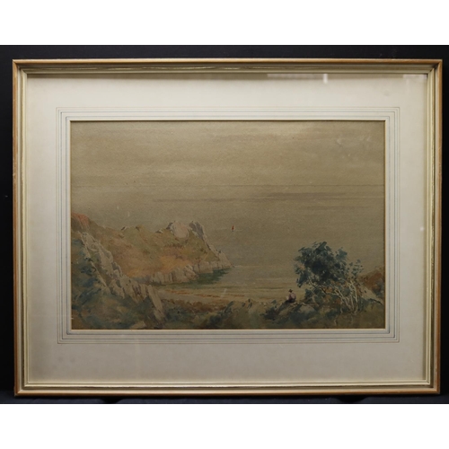 507 - Pair of large watercolours depicting coastal scenes. Artist unknown. The first image measures approx... 