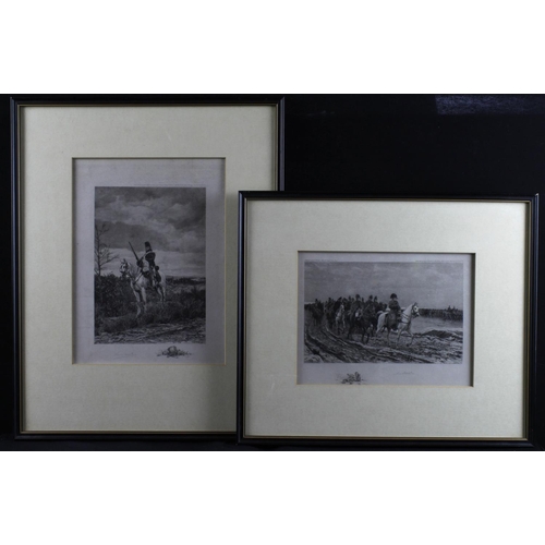 508 - Pair of military etchings after Meissonier (1813-1891), signed L. Ruet, depicting The Battle of Frei... 