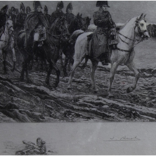 508 - Pair of military etchings after Meissonier (1813-1891), signed L. Ruet, depicting The Battle of Frei... 