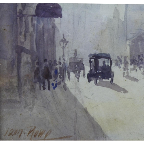 520 - Rowe, Leonard Machin (British 1880-1968). Watercolour depicting a European street scene. Signed lowe... 