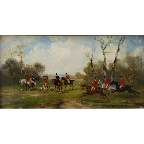 525 - Stone, Robert (British 1820-1870) Oil on panel. Pair of hunting scenes. Each signed, R Stone (lower ... 