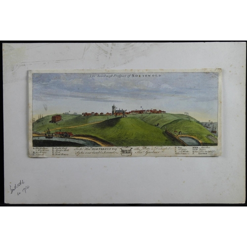 535 - The Southwold Southwest Prospect circa 1754. A colour illustrated plate with lettered reference poin... 