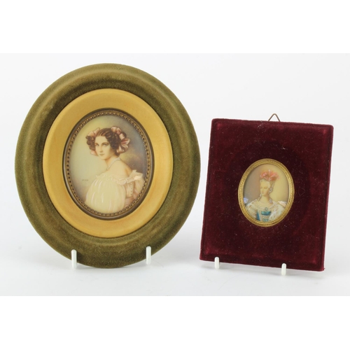 536 - Two portrait miniatures. The first depicting Marie Antoinette. Signed Dimarch. Image measures approx... 