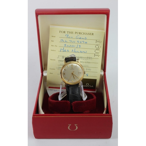 560 - Gents gold plated Omega manual wind wristwatch. Purchased 21/12/78. Working when catalogued and come... 