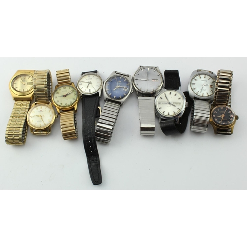 584 - Gents automatic / manual wind wristwatches (9) includes Tissot PR516, Seiko Weekdater, Surprise Cale... 