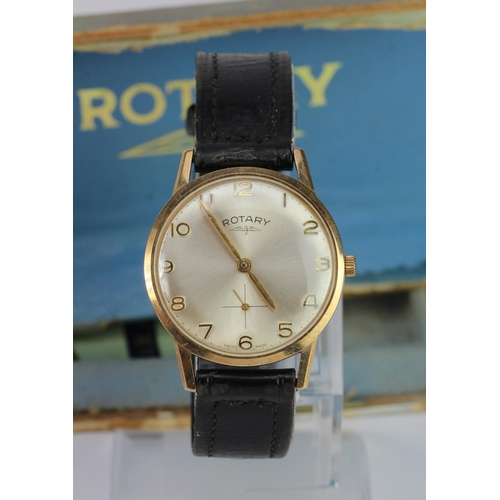 603 - Gents 9ct cased Rotary manual wind wristwatch, purchased 20/8/1966. Working when catalogued