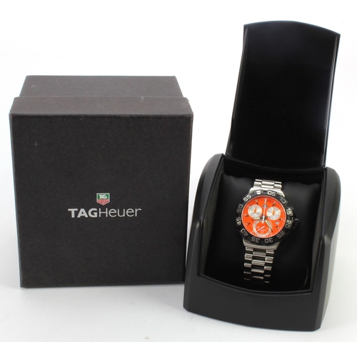 621 - Gents Tag Heuer Formula 1 chronograph quartz stainless steel wristwatch, Ref. CAH1113, orange dial w... 