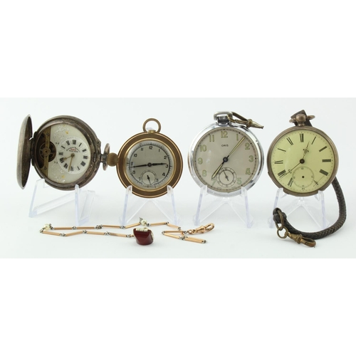 666 - 9ct gold open face pocket watch, approx 43.3g, dia 44mm (working when catalogued) along with a yello... 