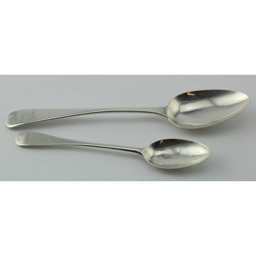 876 - Two Channel Islands silver spoons both marked for George Hamon of Jersey c.1780 ; both Old English p... 