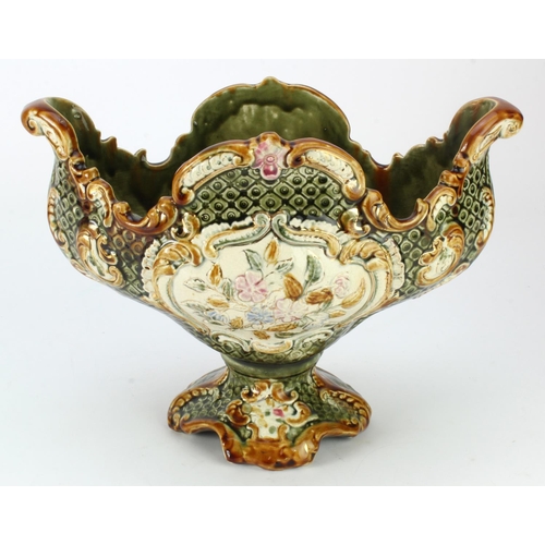 898 - Alhambrian Staffordshire Majolica planter (circa 1880-1910). Stamped 'Alhambrian' to base. Measures ... 