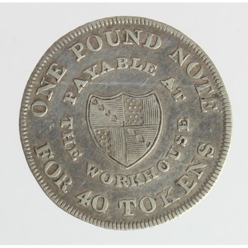 1000 - Token, 19thC: Birmingham Workhouse silver sixpence 1812, Warwickshire #22-3, VF